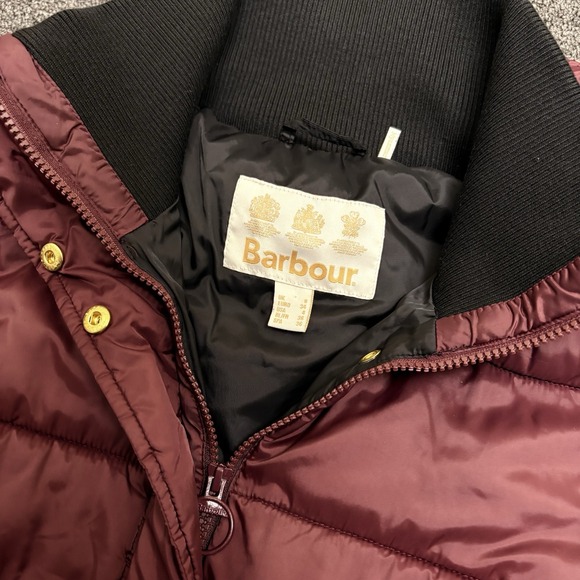 Barbour Weatheram Longline Quilted Puffer Coat Purple Wine SIZE 4 US Women - Picture 3 of 12